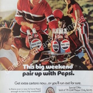 CARTEL ANTIGUO ORIGINAL DE PEPSI 1976 PAIR UP