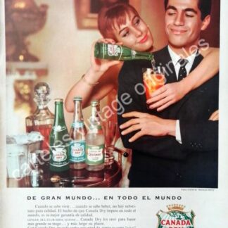 CARTEL ANTIGUO ORIGINAL DE REFRESCO CANADA DRY. SPUR Y GINGER ALE 1959 /3
