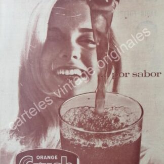 CARTEL ANTIGUO ORIGINAL DE REFRESCO ORANGE CRUSH 1960s /2