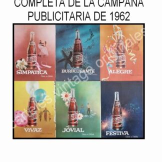 CARTEL ANTIGUO ORIGINAL DE PEPSI COLA, SERIE FESTIVA CAMPAÑA COMPLETA 1962