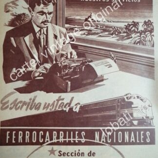 CARTEL ANTIGUO ORIGINAL DE FERROCARRILES NACIONALES 1955 /RARO