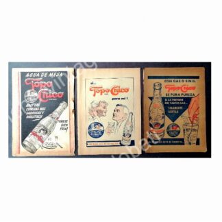 CARTEL ANTIGUO ORIGINAL DE SET DE 3 AFICHES AGUA MINERAL TOPO CHICO 40s & 50s /3