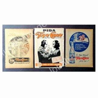 CARTEL ANTIGUO ORIGINAL DE SET DE 3 AFICHES AGUA MINERAL TOPO CHICO 40s & 50s