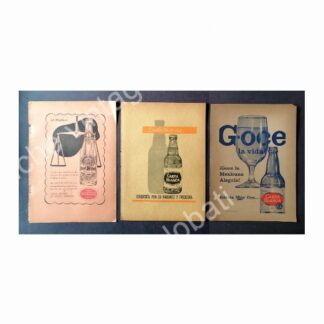 CARTEL ANTIGUO ORIGINAL DE SET DE 3 AFICHES CERVEZA CARTA BLANCA 50s & 60s