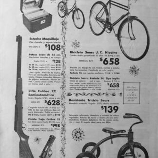 CARTEL ANTIGUO ORIGINAL DE BICICLETAS SEARS J.C HIGGINS Y OTROS 1960s