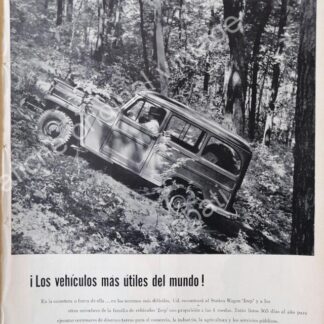 CARTEL ANTIGUO ORIGINAL DE AUTOS CAMIONETA PICKUP WILLYS ESTATION WAGON 1955