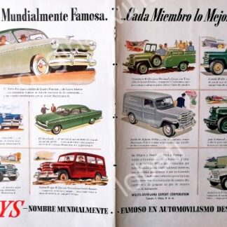 CARTEL ANTIGUO ORIGINAL DE AUTOS Y CAMIONETAS WILLYS 1953 TODOS SUS MODELOS