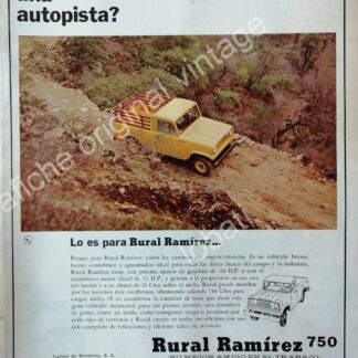 CARTEL ANTIGUO ORIGINAL DE CAMIONETA PICKUP RURAL RAMIREZ 750 /1966 / MUY RARO /2
