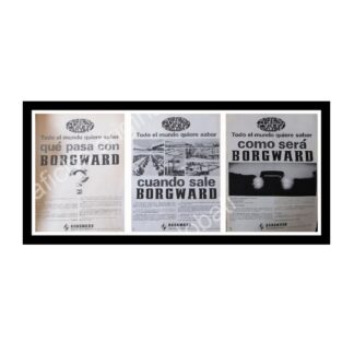 CARTEL ANTIGUO ORIGINAL DE 3 AFICHES AUTOS BORGWARD PRECAMPAÑA 1967, MONTERREY, RARO
