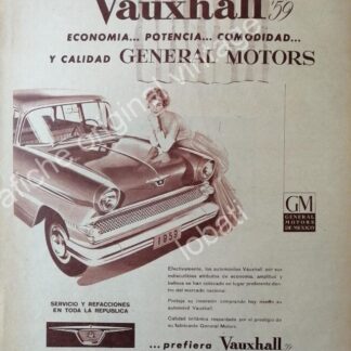 CARTEL ANTIGUO ORIGINAL DE AUTOS VAUXHALL 1959 GENERAL MOTORS DE MEXICO