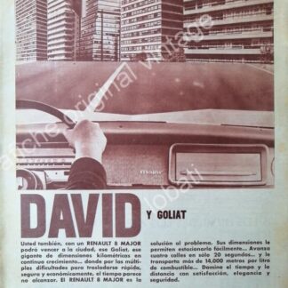 CARTEL ANTIGUO ORIGINAL DE AUTOS DINA RENAULT 8 MAJOR 1966