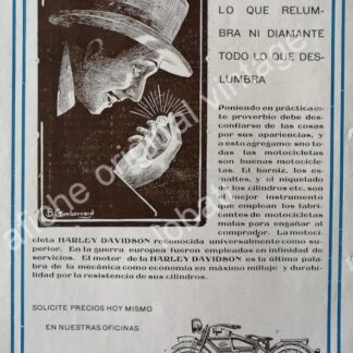 CARTEL ANTIGUO ORIGINAL DE MOTOCICLETA HARLEY DAVIDSON 1920 DIBUJO. BIENVENIDO GIMBERNARD SUPER RARO
