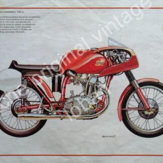 CARTEL ANTIGUO ORIGINAL DE MOTOCICLETA DUCATI MONOALBERO 1956 DIBUJO BRUNO BELLI