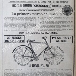 CARTEL ANTIGUO ORIGINAL DE BICICLETAS RUDGE WHITWORTH 1914 / RARO