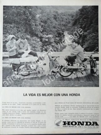 CARTEL ANTIGUO ORIGINAL DE MOTOCICLETAS HONDA 1960s