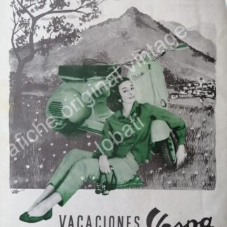 CARTEL ANTIGUO ORIGINAL DE MOTOCICLETAS VESPA 1957