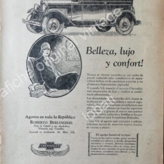 CARTEL ANTIGUO ORIGINAL DE AUTOS CHEVROLET COACH 1930