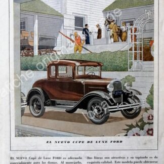 CARTEL ANTIGUO ORIGINAL DE AUTOS FORD CUPE DELUXE 1929