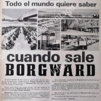 CARTEL ANTIGUO ORIGINAL DE AUTOS BORGWARD 1967 PLANTA MONTERREY, RARO