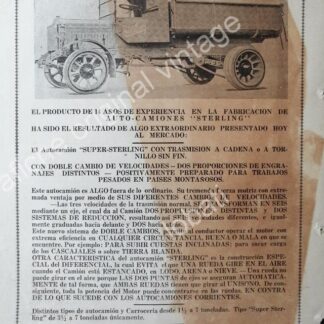 CARTEL ANTIGUO ORIGINAL DE CAMION STERLING 1920 MUY RARO
