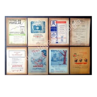 CARTEL ANTIGUO ORIGINAL DE 8 AFICHES BANCOS DE MONTEREY AÑOS 40s,50s,60s