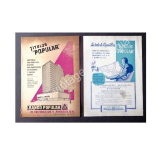 CARTEL ANTIGUO ORIGINAL DE 2 AFICHES, BANCO POLULAR MONTERREY 1950s AMBOS LADOS