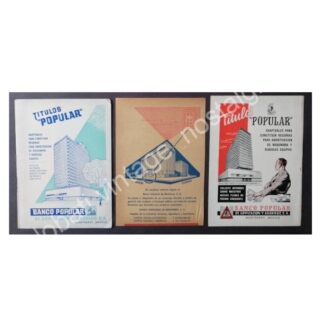 CARTEL ANTIGUO ORIGINAL DE 3 AFICHES, BANCO POPULAR DE MONTERREY EDIFICIO NUEVO