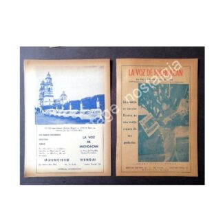 CARTEL ANTIGUO ORIGINAL DE 2 AFICHES PERIODICO LA VOZ DE MICHOACAN 1960s