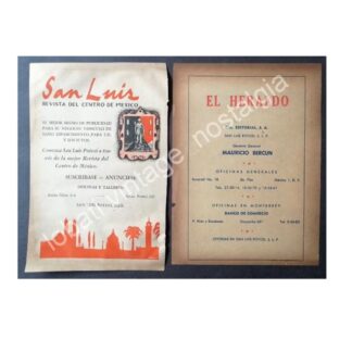CARTEL ANTIGUO ORIGINAL DE 2 AFICHES PERIODICOS DE SAN LUIS POTOSI 1950s
