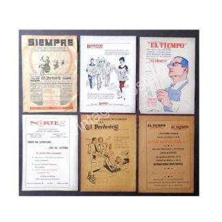 CARTEL ANTIGUO ORIGINAL DE SET DE 7 AFICHES PERIODICOS DE MONTERREY 1940s-60s