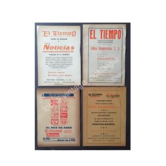 CARTEL ANTIGUO ORIGINAL DE SET DE 4. PERIODICO EL TIEMPO. MONTERREY, AÑOS 50s-60s