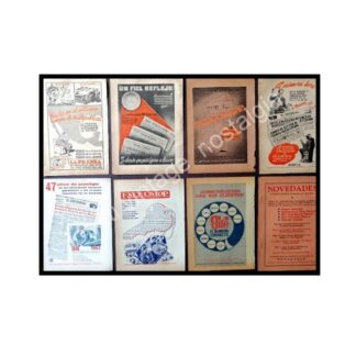 CARTEL ANTIGUO ORIGINAL DE SET DE 8 AFICHES DE PERIODICOS DE LOS AÑOS 40s-60s