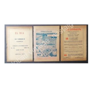 CARTEL ANTIGUO ORIGINAL DE SET DE 3 CARTELES DE PERIODICOS DE COAHUILA 1960s