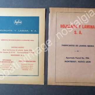 CARTEL ANTIGUO ORIGINAL DE 2 AFICHES HOJALATA Y LAMINA S.A. HYLSA 1960s