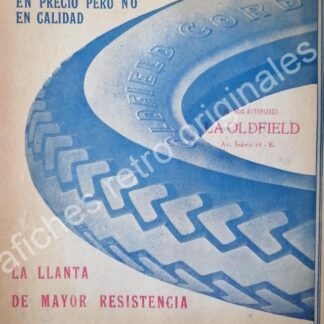 CARTEL ANTIGUO ORIGINAL DE LLANTAS OLDFIELD 1922. MEXICAN TRADING CORPORATION /RARO