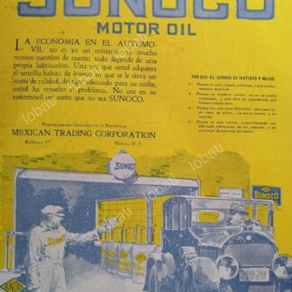 CARTEL ANTIGUO ORIGINAL DE ACEITE DE MOTOR SUNOCO 1922 / 2