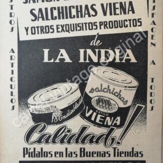 CARTEL ANTIGUO ORIGINAL DE EMPACADORA LA INDIA 1942 MONTERREY / MUY RARO