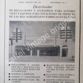 CARTEL ANTIGUO ORIGINAL DE CASA PEDRO CALDERON 1941 MONTERREY