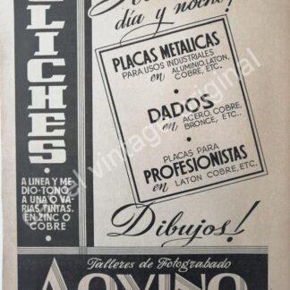 CARTEL ANTIGUO ORIGINAL DE TALLERE DE FOTOGRABADO AQUINO 1942 MONTERREY