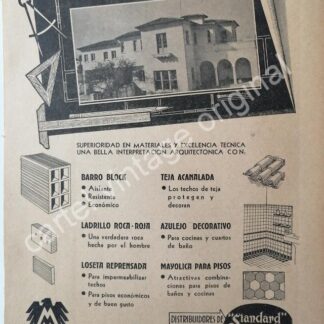 CARTEL ANTIGUO ORIGINAL DE EMPRESAS. MATERIALES MODERNOS S.A 1942 MONTERREY