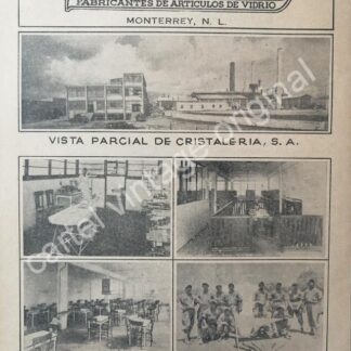 CARTEL ANTIGUO ORIGINAL DE EMPRESAS. CRISA. CRISTALERIA S.A MONTERREY 1941