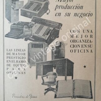CARTEL ANTIGUO ORIGINAL DE ARTICULOS DE OFICINA FRANCISCO TREVIÑO S.A 1942