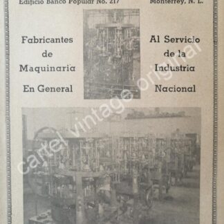 CARTEL ANTIGUO ORIGINAL DE FUNDIDORES NACIONALES S.A MONTERREY 1942