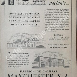 CARTEL ANTIGUO ORIGINAL DE FABRICA DE CAMISAS MANCHESTER 1942 MONTERRERY