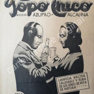 CARTEL ANTIGUO ORIGINAL DE AGUA MINERAL TOPO CHICO 1942 AZUFRO-ALCALINA