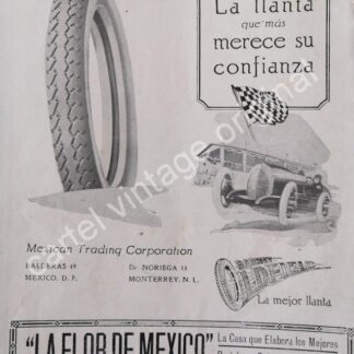 CARTEL ANTIGUO ORIGINAL DE LLANTAS OLDFIELD 1922 MEXICAN TRADING CORPORATION