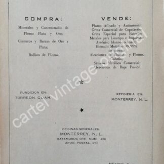 CARTEL ANTIGUO ORIGINAL DE PEÑOLES S.A CIA. METALURGICA 1942