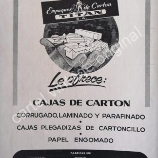 CARTEL ANTIGUO ORIGINAL DE EMPAQUES DE CARTON TITAN 1959 MONTERREY