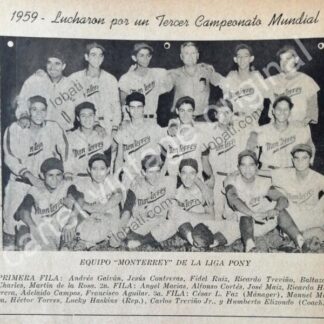 CARTEL ANTIGUO ORIGINAL DE LIGA INFANTIL DE BEISBOL DE MONTERREY 1959 BEISBOL