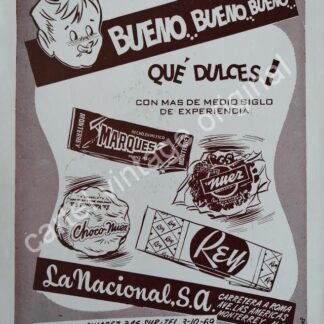 CARTEL ANTIGUO ORIGINAL DE FABRICA DE DULCES LA NACIONAL S.A 1959 MONTERREY